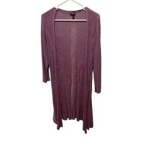Torrid Womens Open Front Lightweight Duster Cardigan Size 0 Mauve Purple Knit Lo